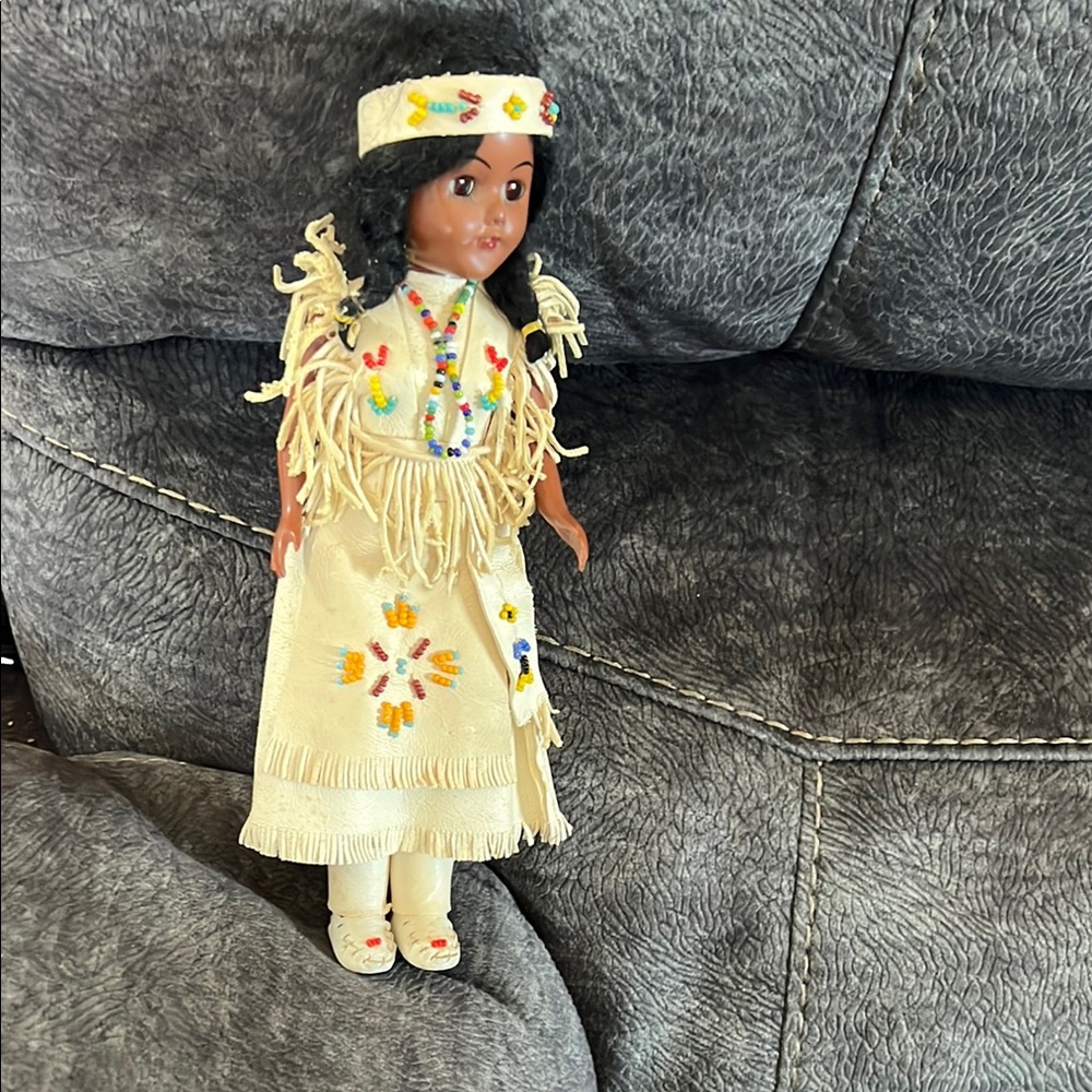 Beaded Cream Doll with Fringe Dress